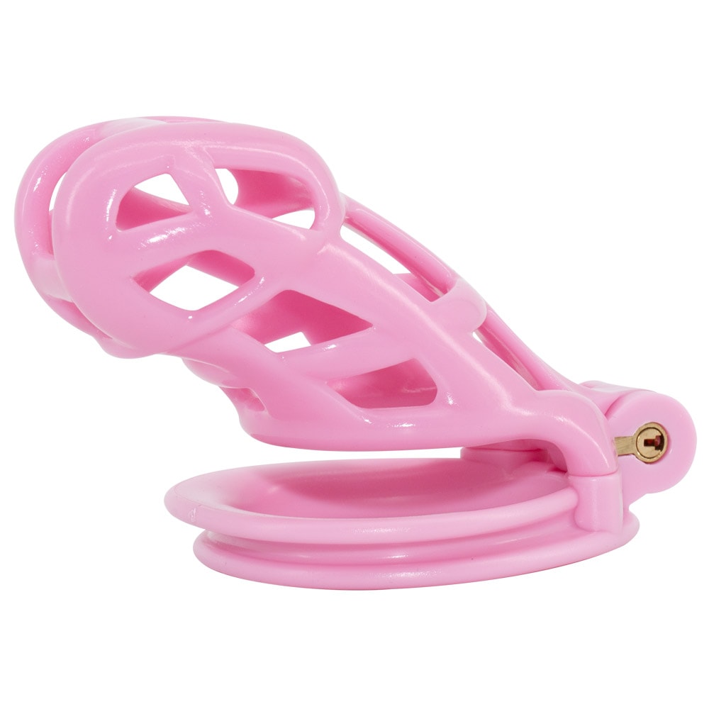 Embrace your submissive fantasies with this pink cock cage, offering secure comfort and style. Perfect under an athletic thong or bikini, its breathable design allows for long-term wear. Find your perfect fit today.