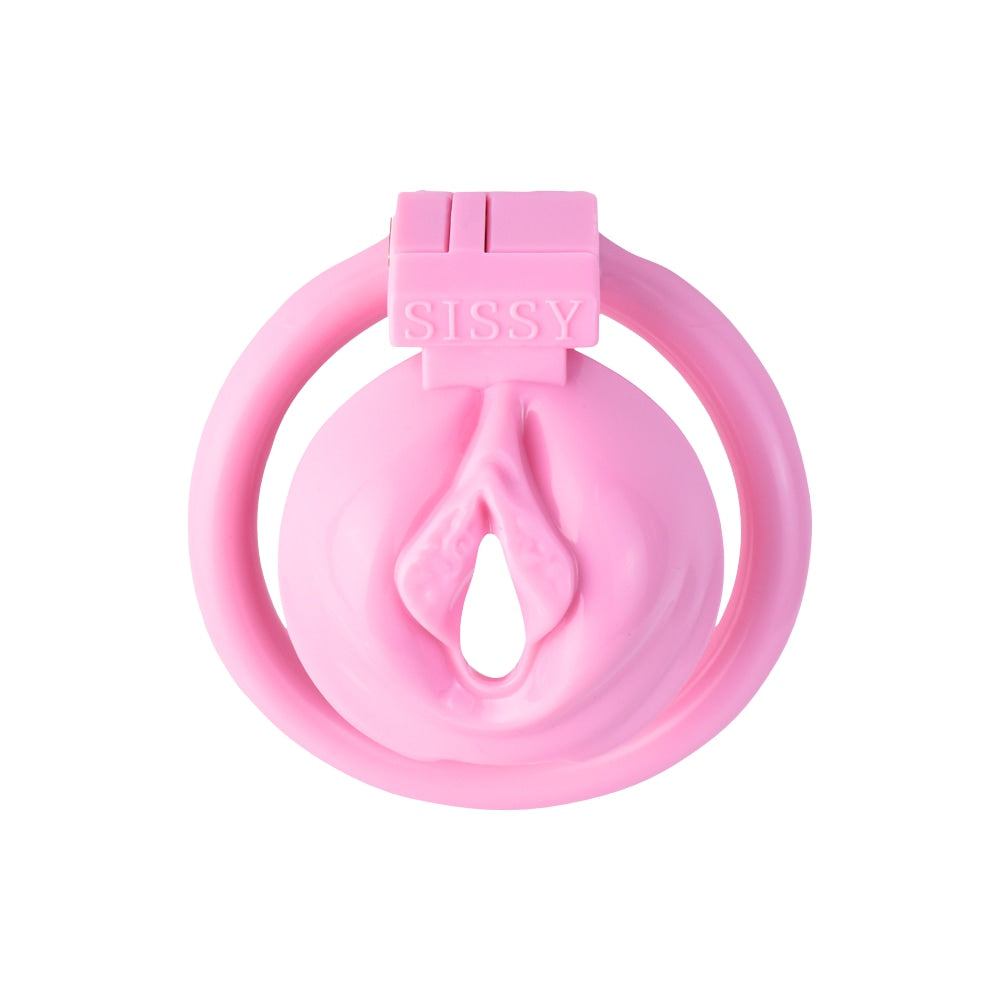 Embrace ultimate control with our flat,mini penis chastity cage a hardcore bondage toy designed for discerning wearers. Crafted from lightweight pink resin, it secures with supportive belts, enhancing your sissification experience. Perfect for hardcore play.