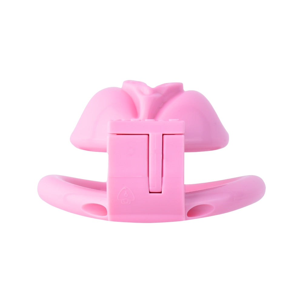 Transform into a sissygasm male with our flat pink chastity cage. Crafted from smooth resin, it deters erections while a cute tail adds puppy-like obedience. Let your miss guide her hubby, telling him who's in control.