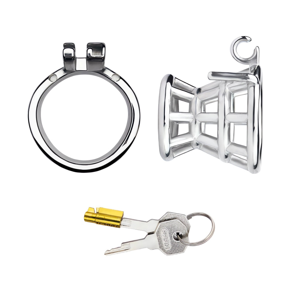 With sleek stainless steel, this chastity kit epitomizes female supremacy, allowing the male to fully surrender in a female-led dynamic. Its design guarantees comfort, hygiene, and secure domination.