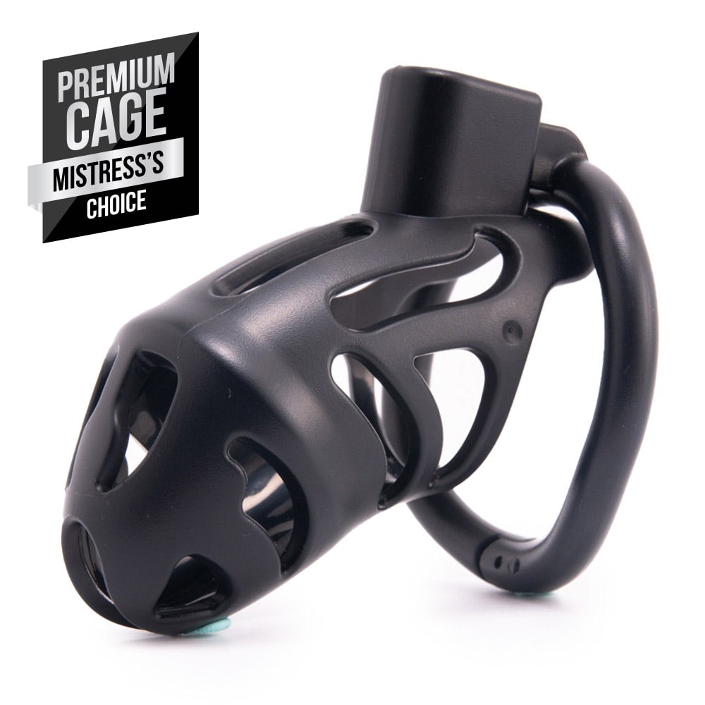 Presenting an image of Sevanda Ergo Chastity Cage in black color for glorious denial.