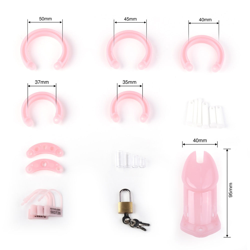 Unlock your feminization fantasies with this thin pink inverted cock cage. Perfect under stockings or a sock, its design inverts discomfort, avoiding unwanted pokes while enhancing sissy play.