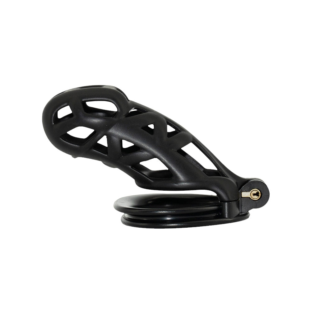 Experience ultimate control with the Dark Cobra cage. Its secure fitment ensures he can&#39;t escape, locking him down like a jailhouse. This device will cause heightened anticipation, taming desires like a cobra under command.