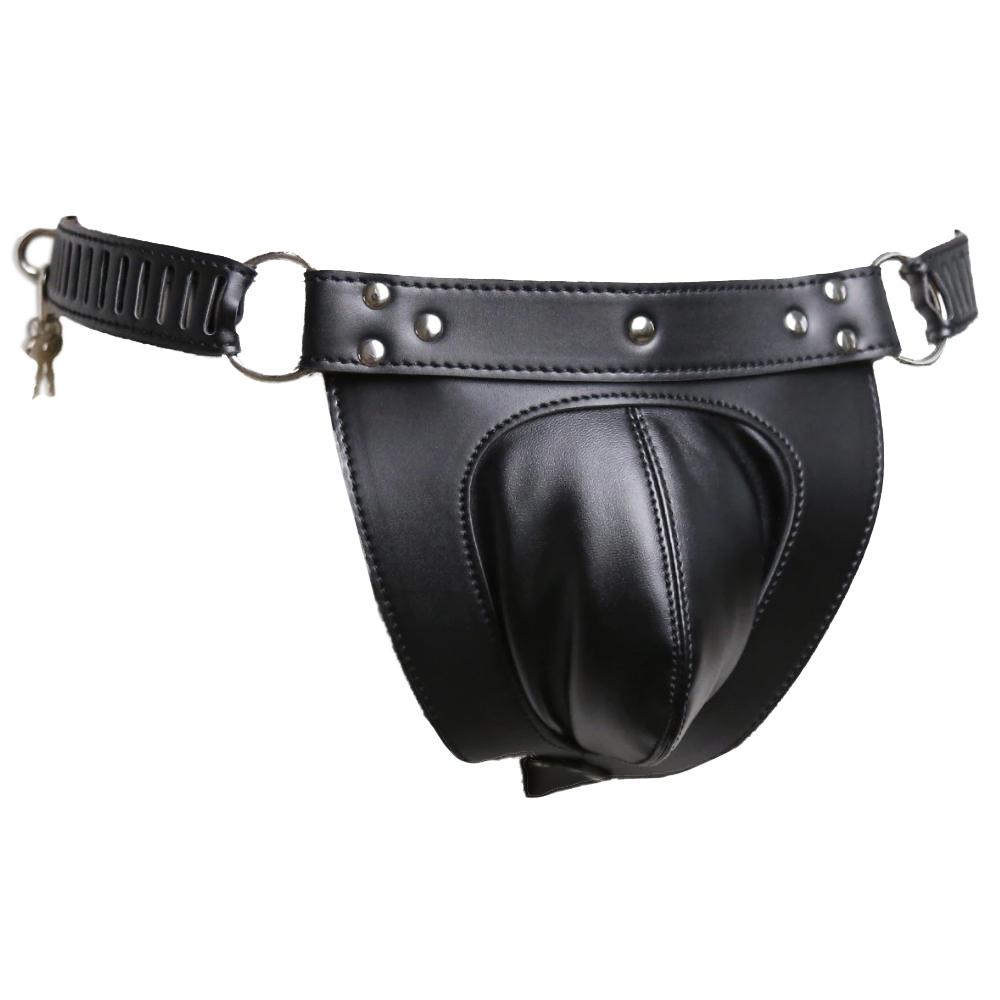 Leather Chastity Cage Belt Lock The Cock Cage Product For Sale Image 2