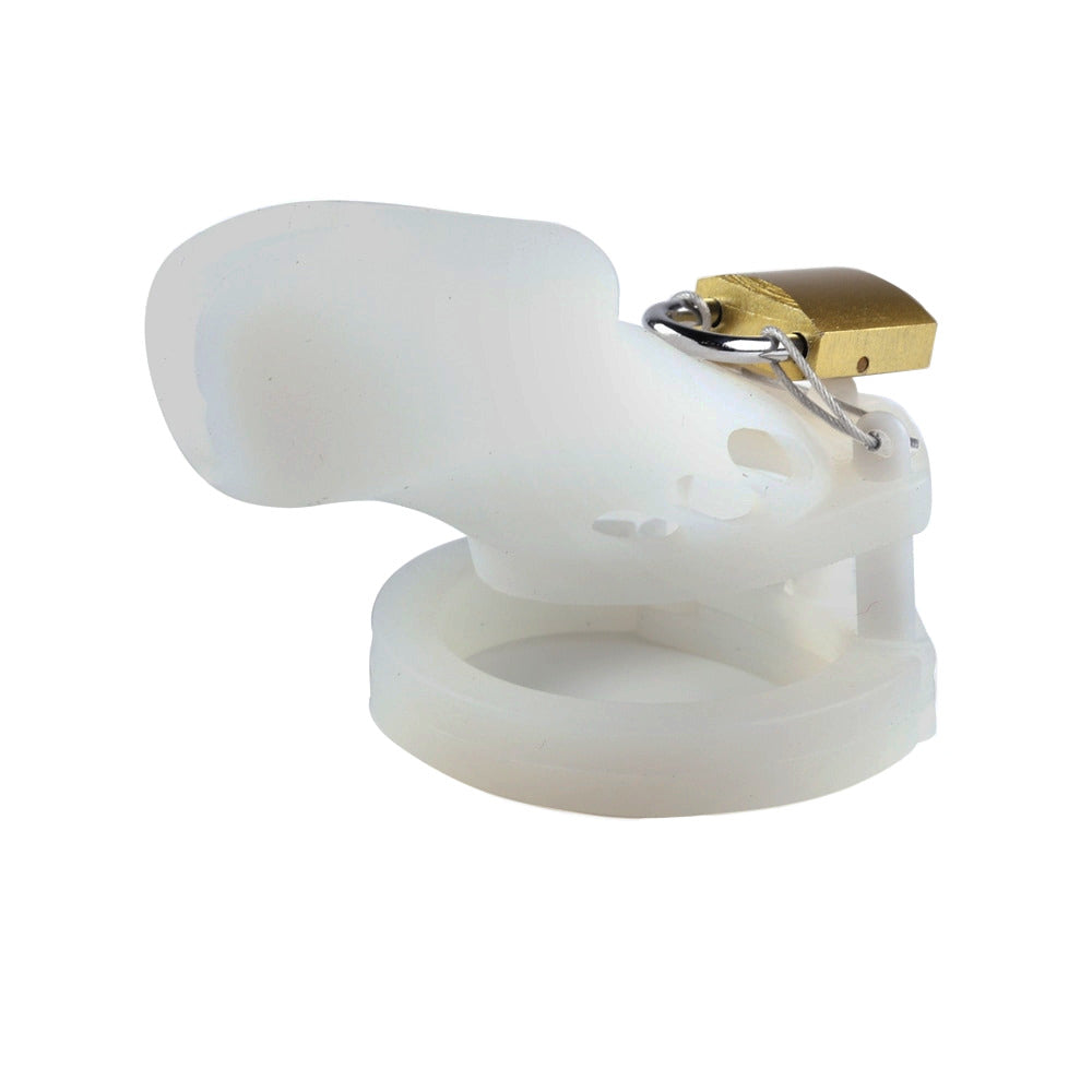 Experience ultimate confinement with our Silicone Sissy Cock cage. The ergonomic design securely encases your head and testicles, featuring welded silicone rings for perfect fitment, ensuring comfort and control like never before.