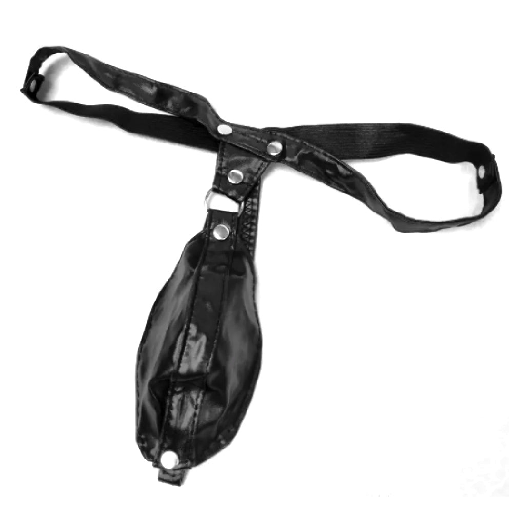 Black Low Waist Bondage G-String Lock The Cock Cage Product For Sale Image 3