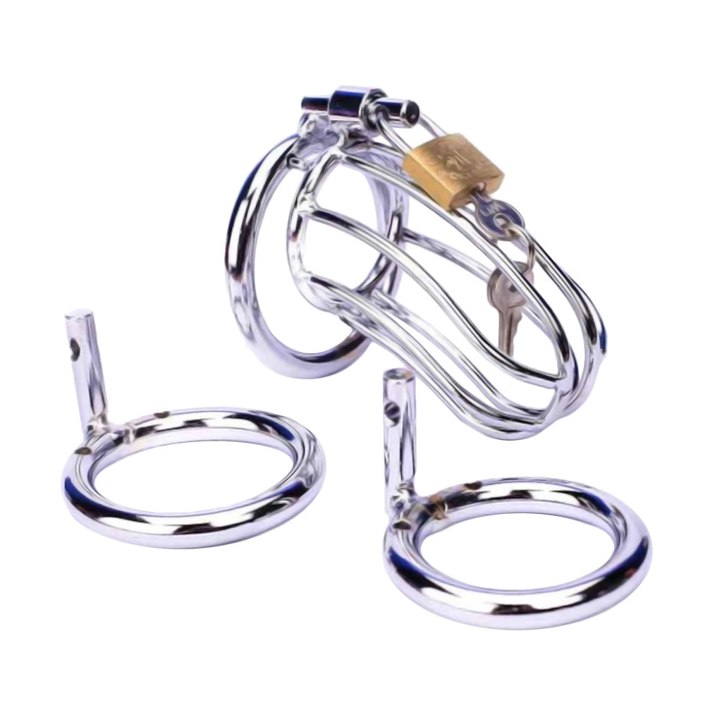 Experience ultimate control with our big metal cage. Crafted with a narrow, birdcage-inspired design and sized rings for a perfect fit, it prevents inward arousal and outward pull, ensuring secure wear.