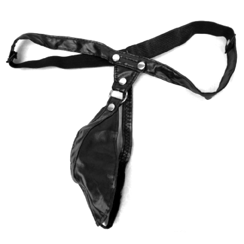 Black Low Waist Bondage G-String Lock The Cock Cage Product For Sale Image 4