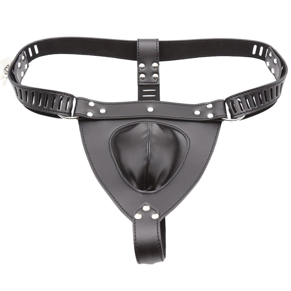 Leather Chastity Cage Belt Lock The Cock Cage Product For Sale Image 1