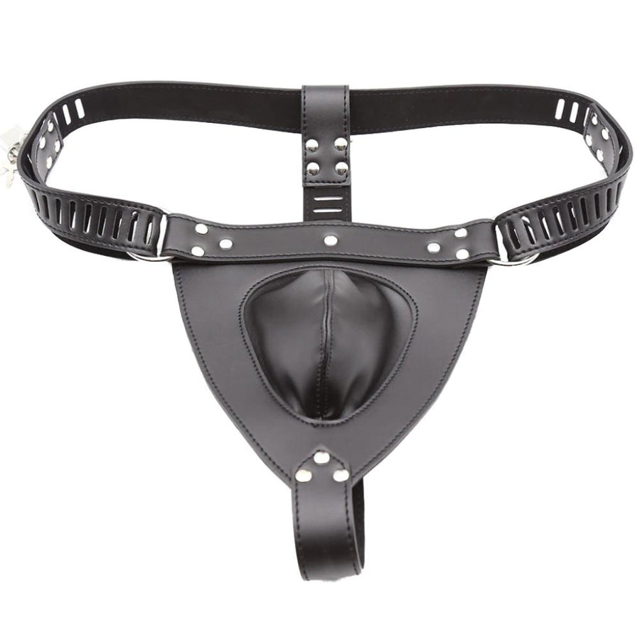 Leather Chastity Cage Belt Lock The Cock Cage Product Image 20