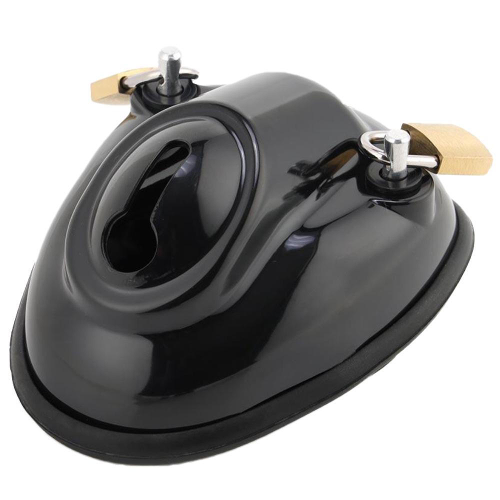 Flat dick cage pics show extreme dick restraint with PVC build, secure cap, and padlocks. Featuring embossed logo and discreet design, perfect for feminization or BDSM scenarios.