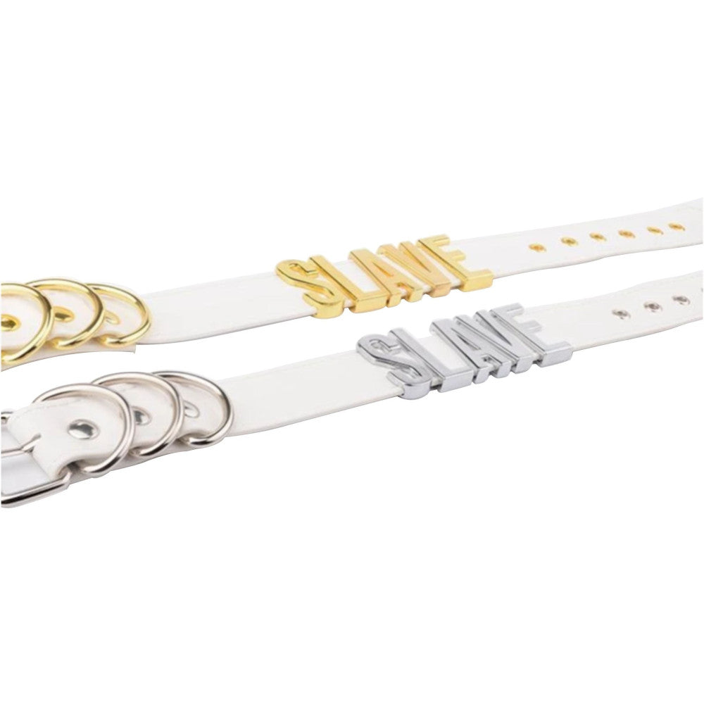 Experience the allure of dominance with our black resin slave choker. Enclosed around your neck, it offers a striking look that commands attention. The inny lettering adds a bold statement, making it the perfect accessory for those seeking to elevate their presence.