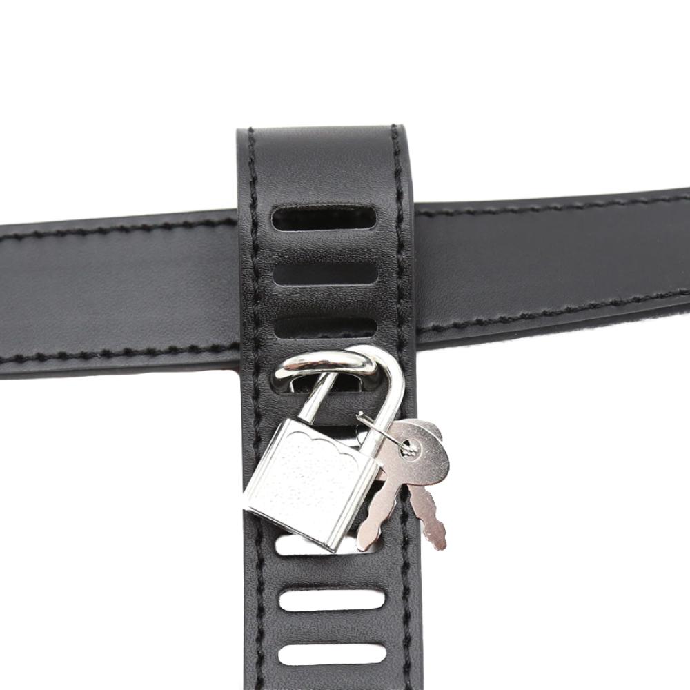 Leather Chastity Cage Belt Lock The Cock Cage Product For Sale Image 3