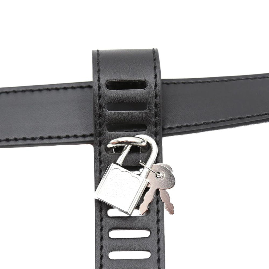 Leather Chastity Cage Belt Lock The Cock Cage Product Image 22