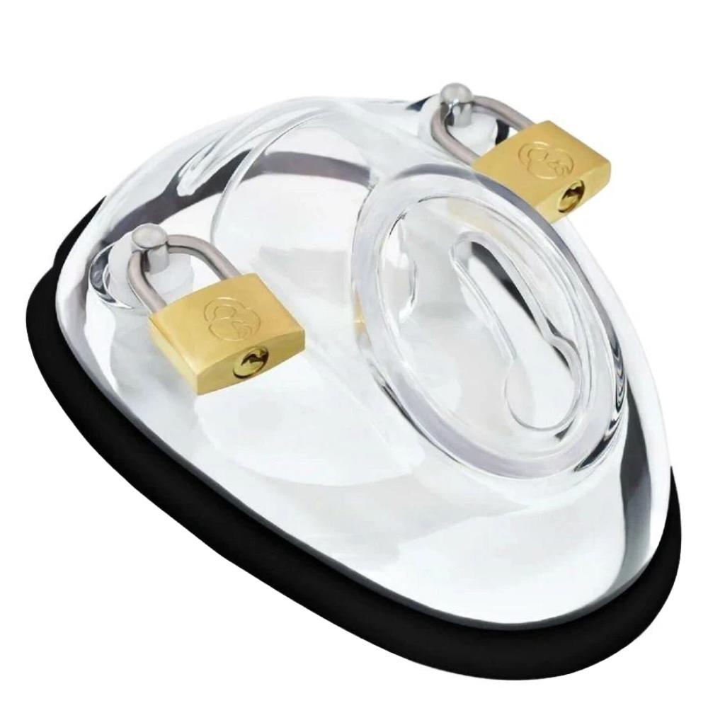 The Solitary Confinement metal cock cage embodies outward submission and inward focus, with nubs enhancing sensory expansion. Its robust design limits any expansion, reinforcing control and intimacy.