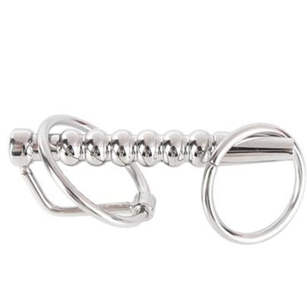 Experience an amazing new level of pleasure with this steel chastity cage featuring a sounding cock plug. Your hubby will go mad with anticipation as the beaded design teases and pleases. The intense sensations won&#39;t be ended until you decide, making it a brutal yet thrilling adventure for both of you.
