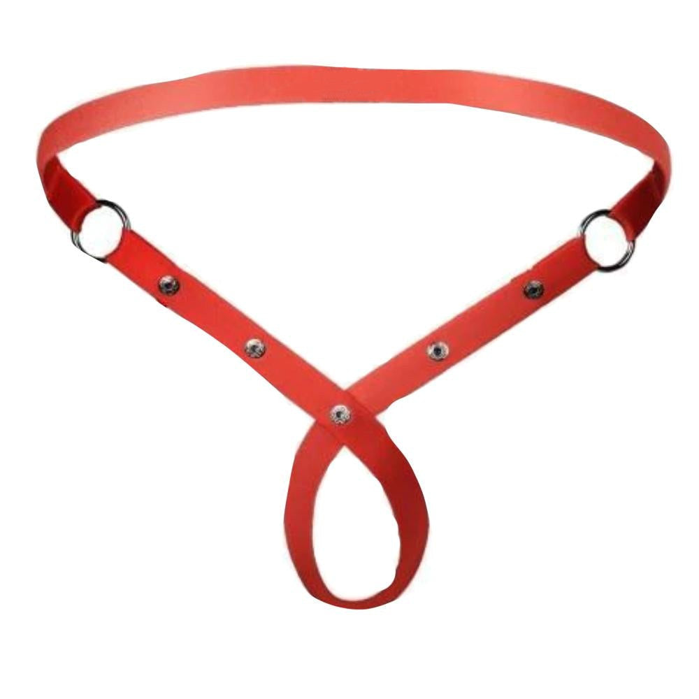 Elevate your BDSM play with the Tie Me Down chastity belt. Ideal for discreet wear under pants or a speedo, its breathable design ensures comfort while keeping you securely tied down. Perfect for power play.