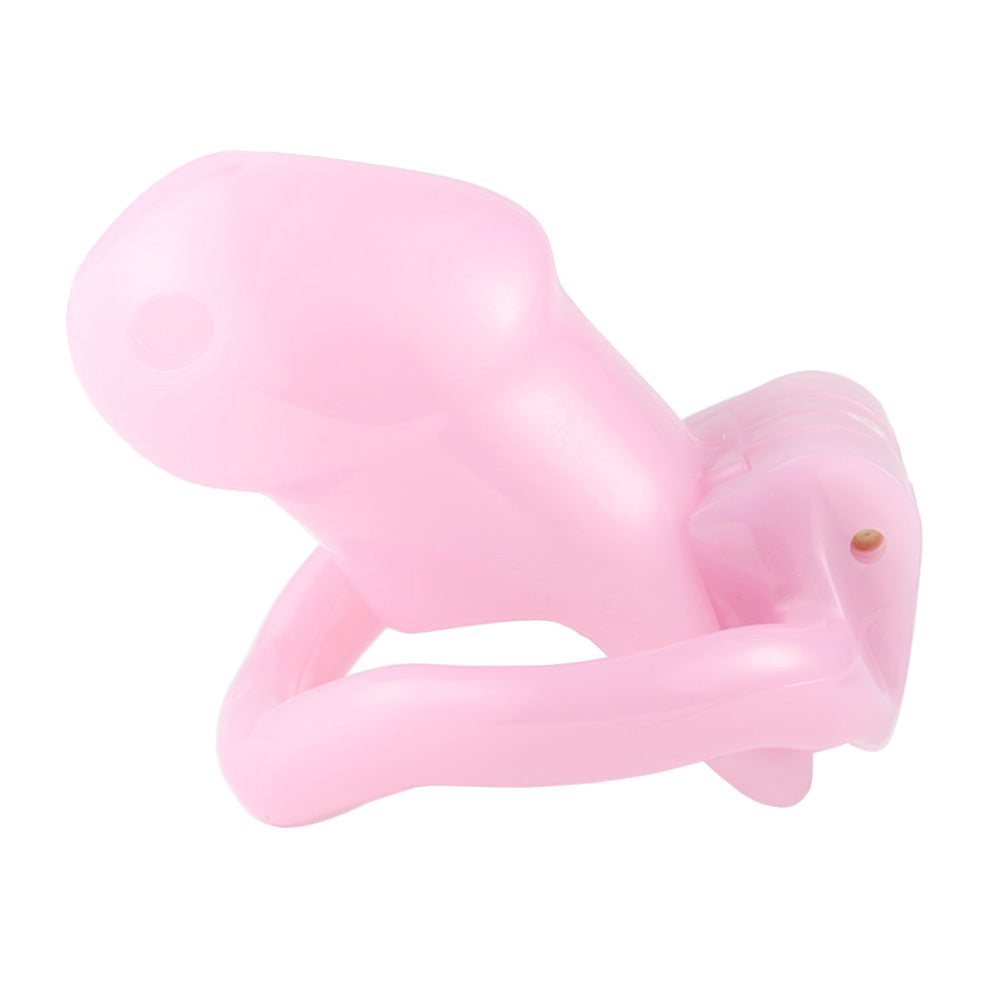 Small pink feDevice crafted from premium biosourced resin for ultimate comfort and security. Its molded design and nub detail offer a snug fit, perfect for sissy training.