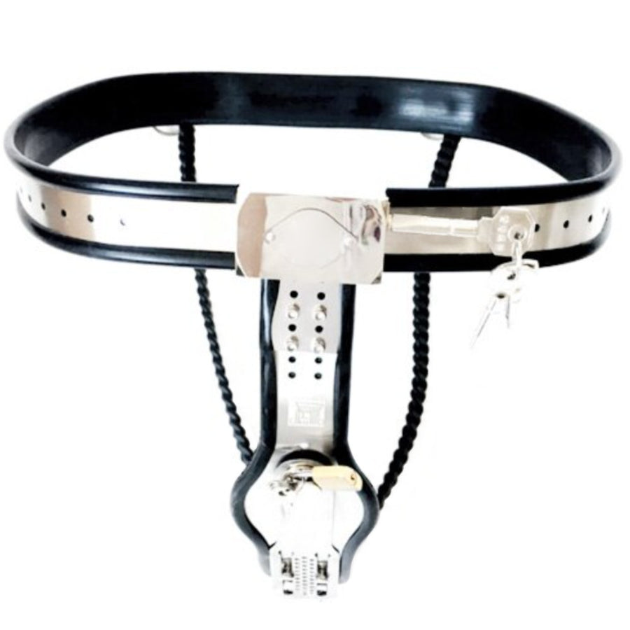 Sissy Harness Metal Chastity Belt Lock The Cock Cage Product Image 22